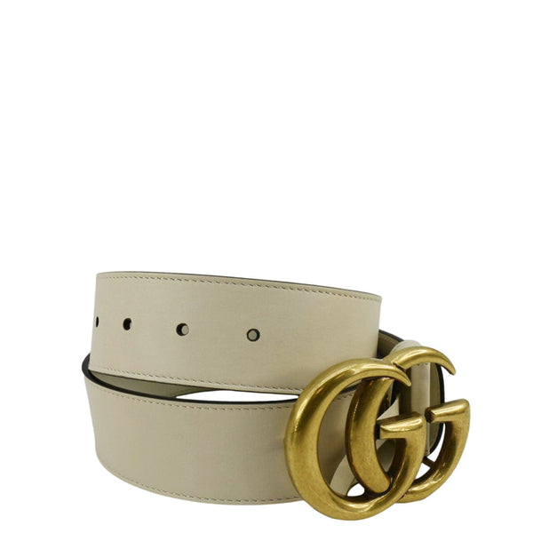 GUCCI Double G buckle Marmont Leather Belt Off White 400593 Size 70/28