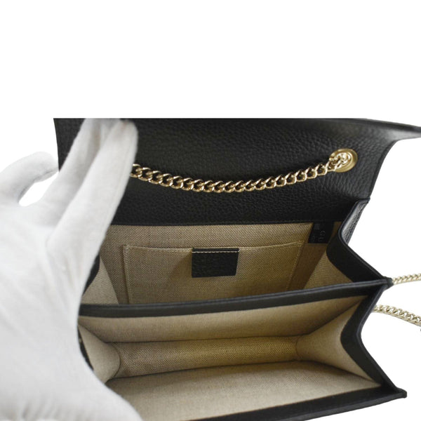 GUCCI Interlocking GG Leather Crossbody Bag Black 510304