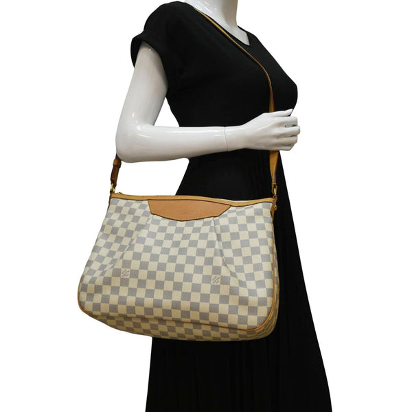 LOUIS VUITTON Siracusa MM Damier Azur Shoulder Bag White