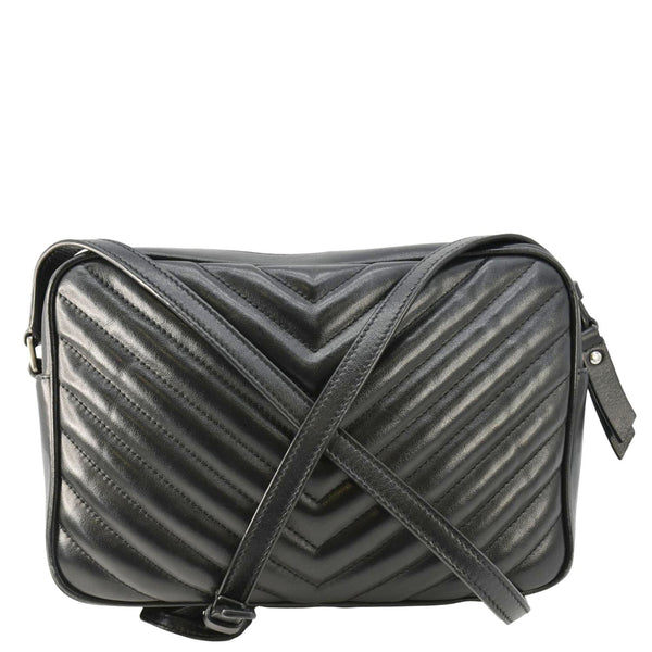 YVES SAINT LAURENT Lou Camera Chevron Leather Crossbody Bag Black