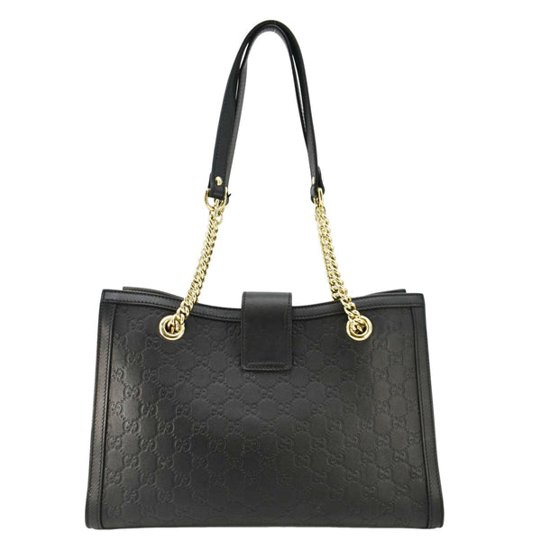 GUCCI Padlock Medium Leather Shoulder Bag Black 479197