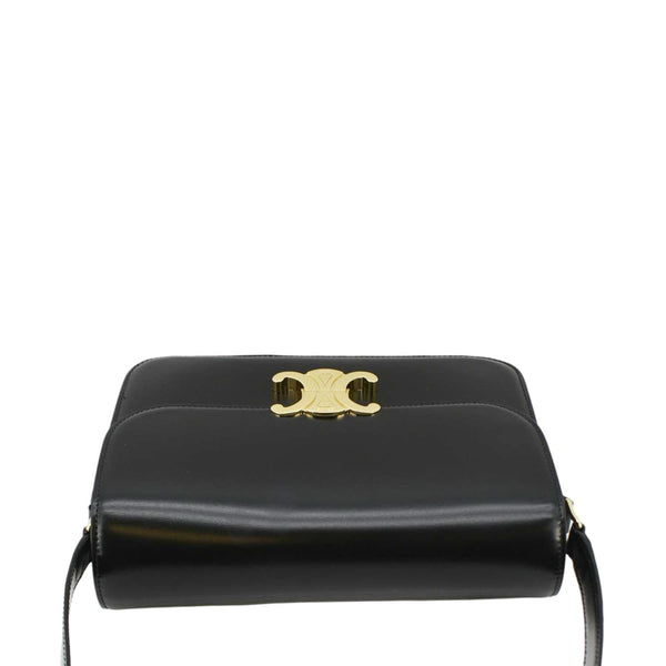 CELINE Classique Triomphe Medium Leather Shoulder Bag Black