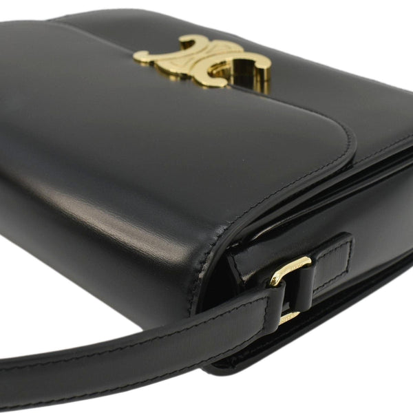 CELINE Classique Triomphe Medium Leather Shoulder Bag Black