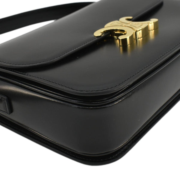 CELINE Classique Triomphe Medium Leather Shoulder Bag Black