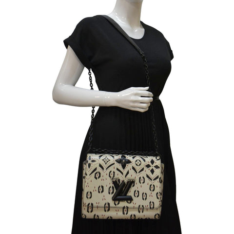 LOUIS VUITTON LV Twist Graphic MM Leather Shoulder Bag Black