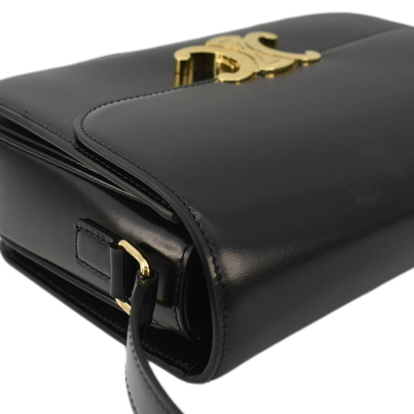 CELINE Classique Triomphe Medium Leather Shoulder Bag Black