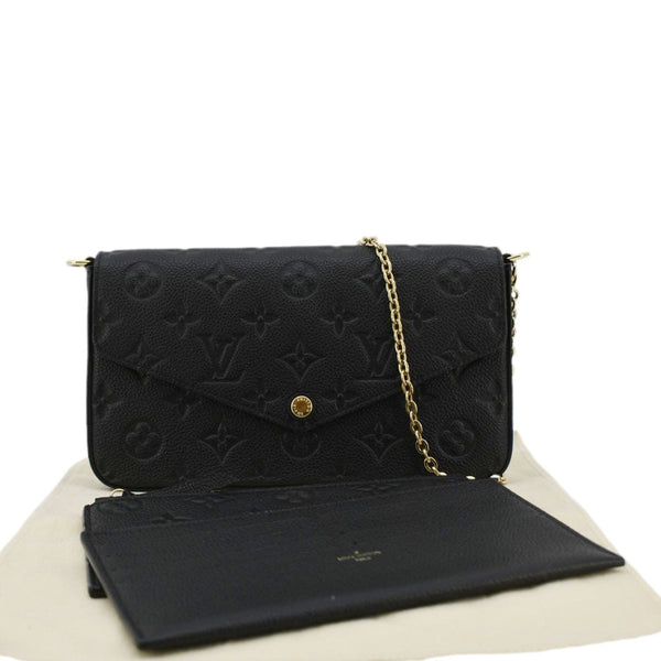 LOUIS VUITTON Felicie Pochette Empreinte Leather Crossbody Bag Black