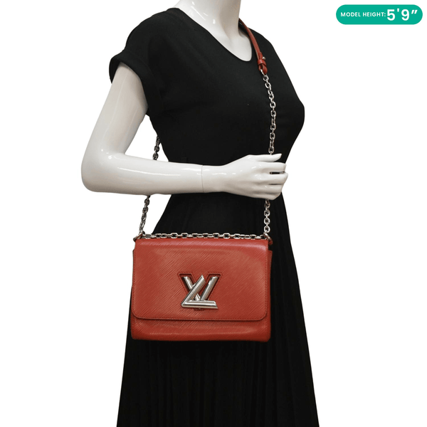 LOUIS VUITTON Twist MM Epi Leather Chain Shoulder Bag Red