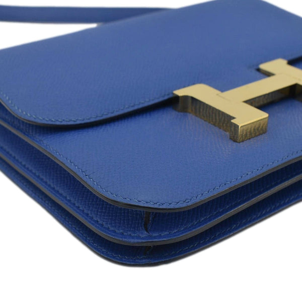 HERMES Constance 18 Bleu Leather Crossbody Bag Blue