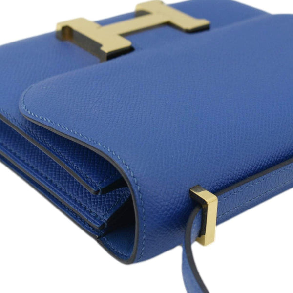 HERMES Constance 18 Bleu Leather Crossbody Bag Blue