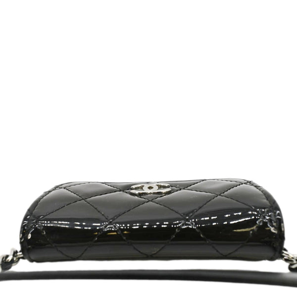 CHANEL CC Double Mini Flap Patent Quilted Leather Chain Waist Bag Black Pink