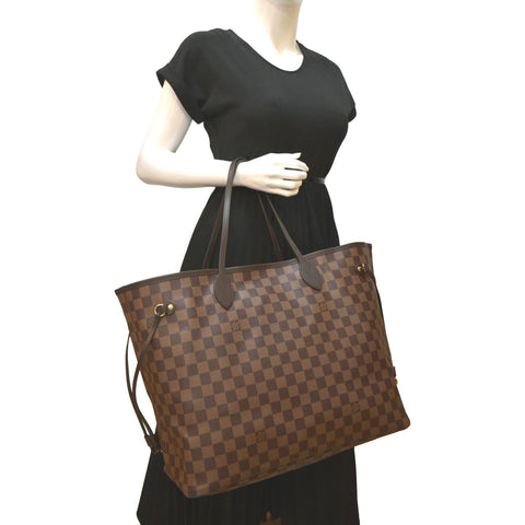 LOUIS VUITTON Neverfull GM Damier Ebene Tote Shoulder Bag Brown