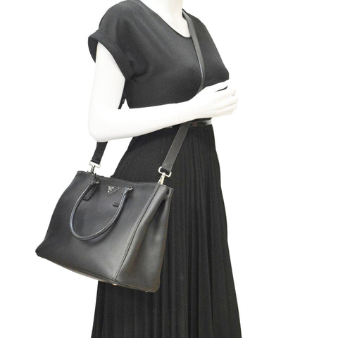 PRADA Galleria Large Leather Tote Shoulder Bag Black