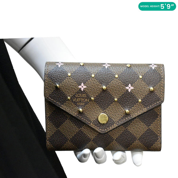 LOUIS VUITTON Studded Victorine Damier Ebene Wallet Brown