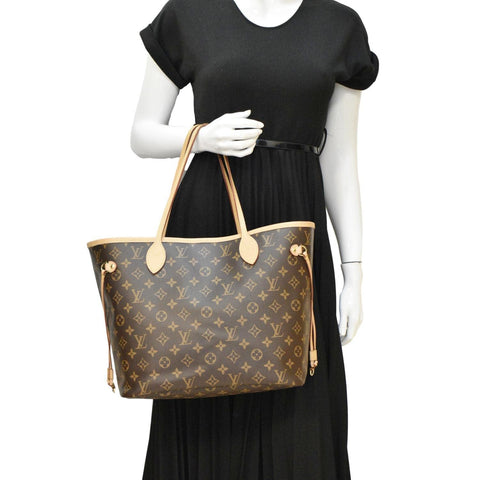 LOUIS VUITTON Neverfull MM Monogram Canvas Tote Bag Brown