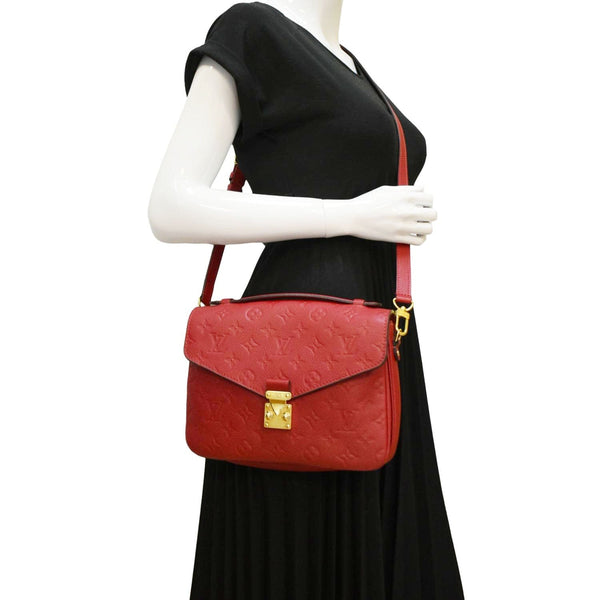 LOUIS VUITTON Metis Pochette Empreinte Leather Crossbody Bag Red