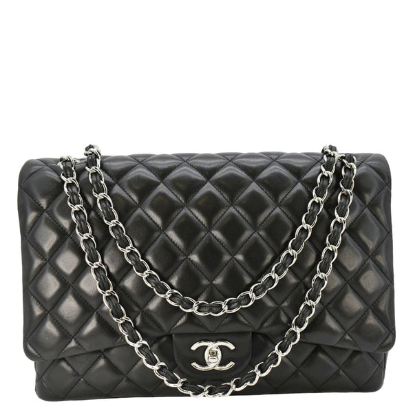 CHANEL Classic Double Flap Quilted Leather Crossbody Bag Black