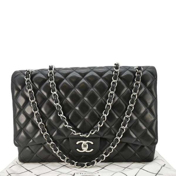 CHANEL Classic Double Flap Quilted Leather Crossbody Bag Black