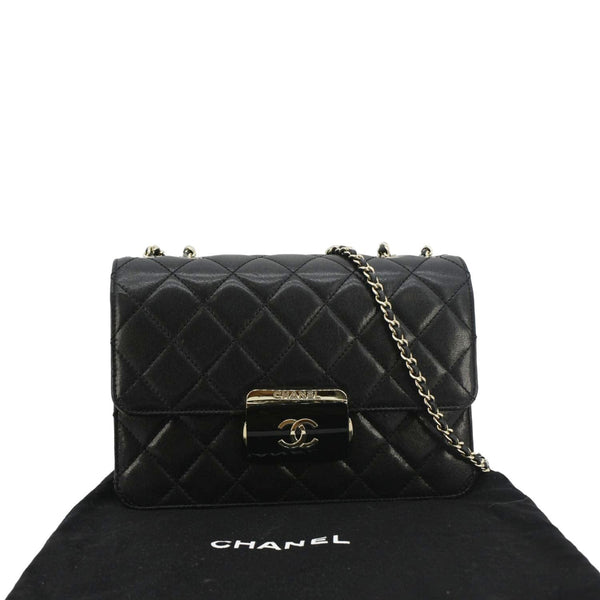 CHANEL Beauty Lock Flap Sheepskin Quilted Leather Crossbody Bag Black