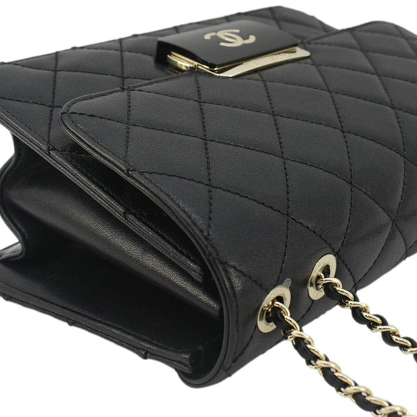 CHANEL Beauty Lock Flap Sheepskin Quilted Leather Crossbody Bag Black