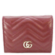 GUCCI Marmont GG Matelasse Leather Card Case Wallet Red 466492