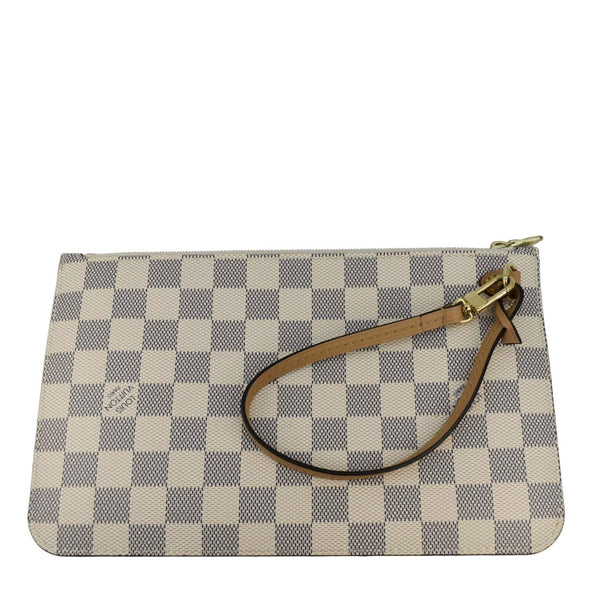 LOUIS VUITTON Wristlet Pochette Damier Azur Pouch White