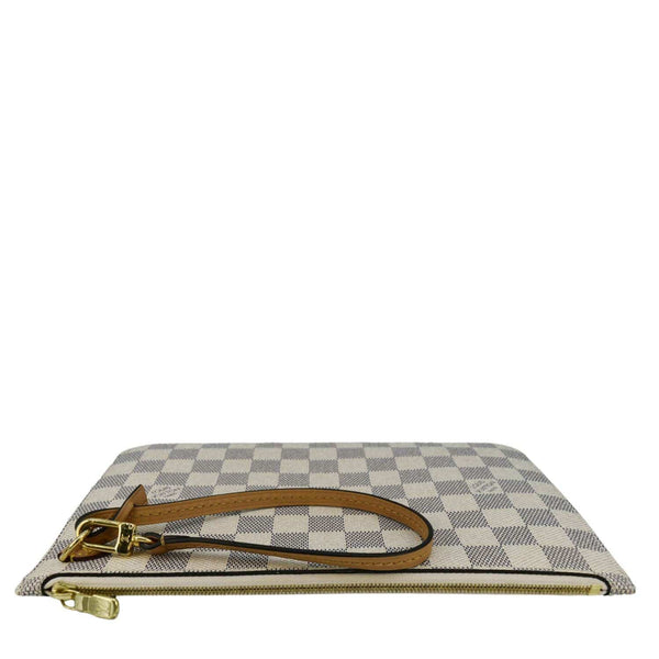 LOUIS VUITTON Wristlet Pochette Damier Azur Pouch White