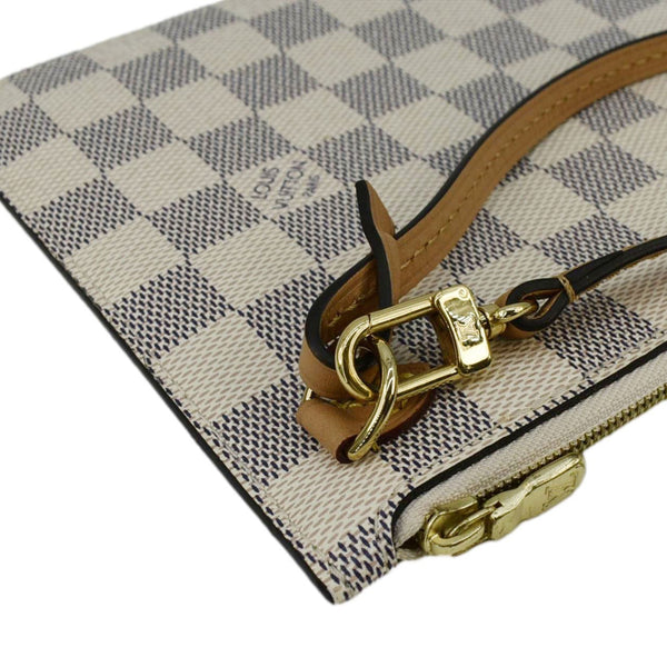 LOUIS VUITTON Wristlet Pochette Damier Azur Pouch White