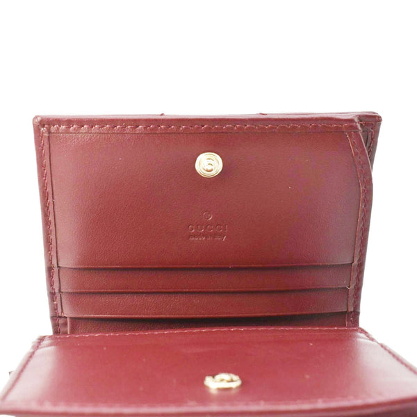 GUCCI Marmont GG Matelasse Leather Card Case Wallet Red 466492