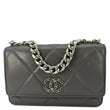 CHANEL 19 WOC Quilted Leather Wallet On Chain Grey