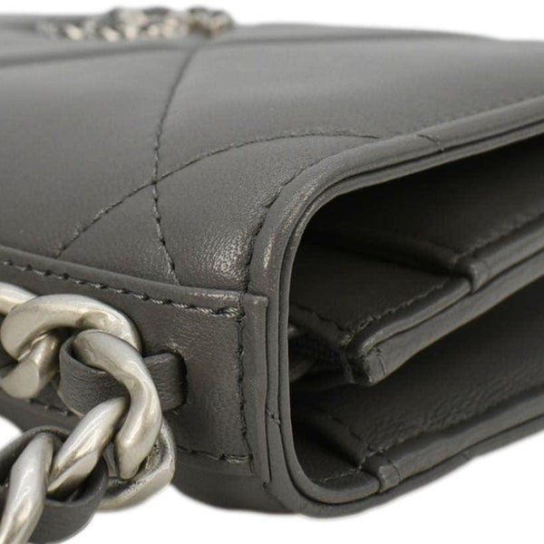 CHANEL 19 WOC Quilted Leather Wallet On Chain Grey