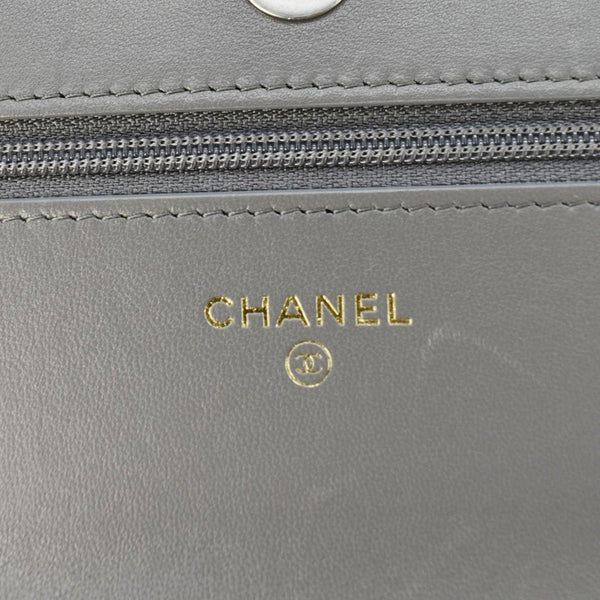 CHANEL 19 WOC Quilted Leather Wallet On Chain Grey