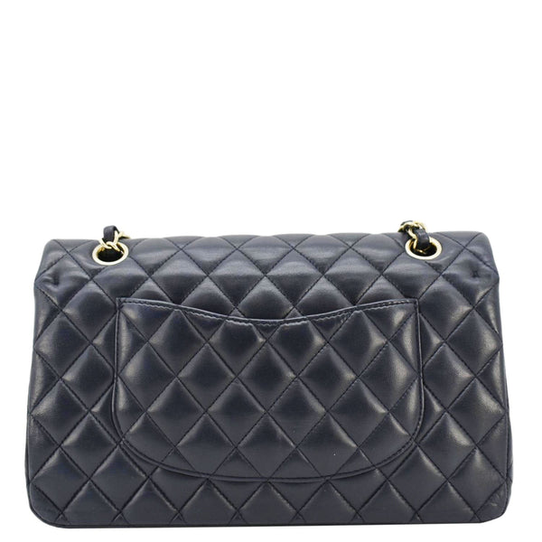 CHANEL Classic Medium Double Flap Quilted Leather Shoulder Bag Navy Blue