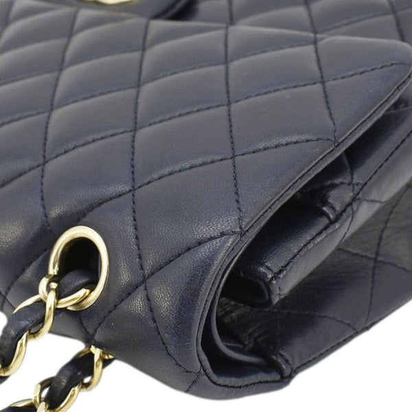 CHANEL Classic Medium Double Flap Quilted Leather Shoulder Bag Navy Blue