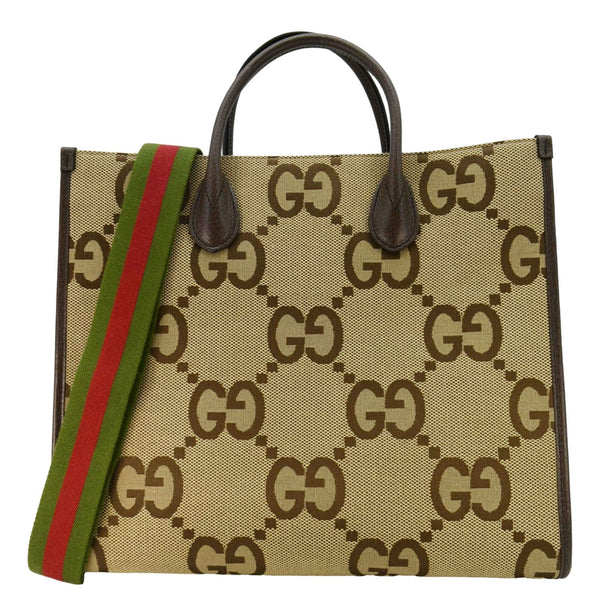 GUCCI Jumbo GG Canvas Tote Shoulder Bag Beige 678839