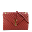 YVES SAINT LAURENT Envelope Large Mixed Matelasse Leather Shoulder Bag Red