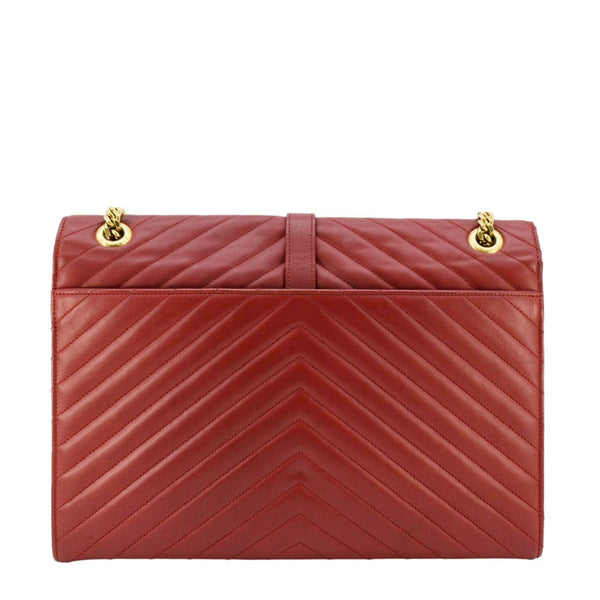 YVES SAINT LAURENT Envelope Large Mixed Matelasse Leather Shoulder Bag Red