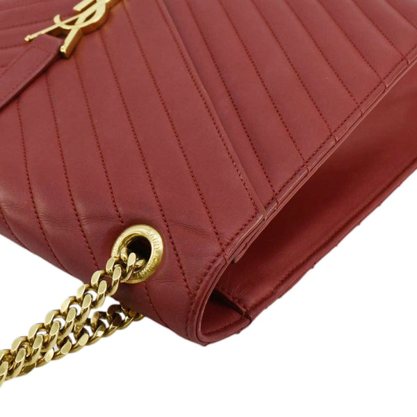 YVES SAINT LAURENT Envelope Large Mixed Matelasse Leather Shoulder Bag Red