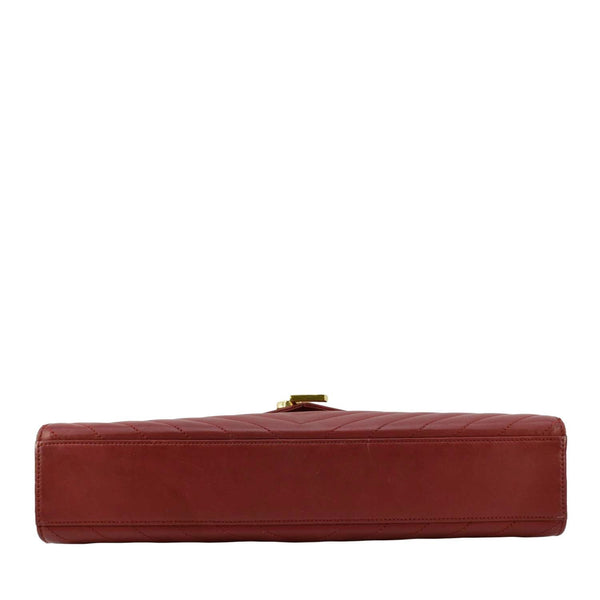 YVES SAINT LAURENT Envelope Large Mixed Matelasse Leather Shoulder Bag Red