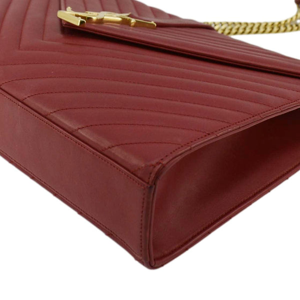 YVES SAINT LAURENT Envelope Large Mixed Matelasse Leather Shoulder Bag Red