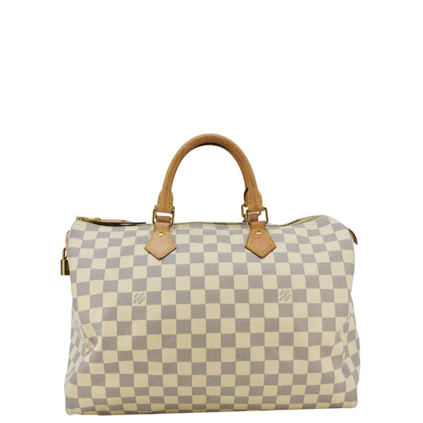 LOUIS VUITTON Speedy 35 Damier Azur Satchel Bag White