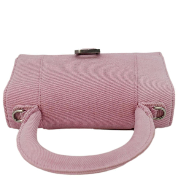 BALENCIAGA Hourglass Canvas Top Handle Shoulder Bag Pink