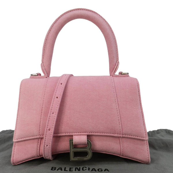 BALENCIAGA Hourglass Canvas Top Handle Shoulder Bag Pink