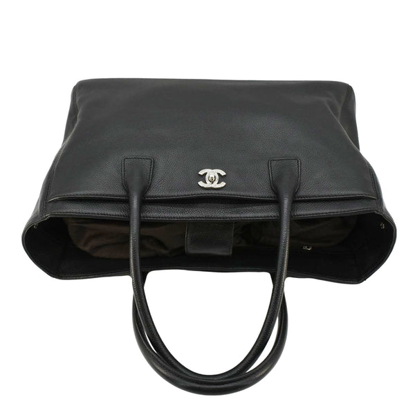 CHANEL Executive Cerf Leather Tote Bag Black