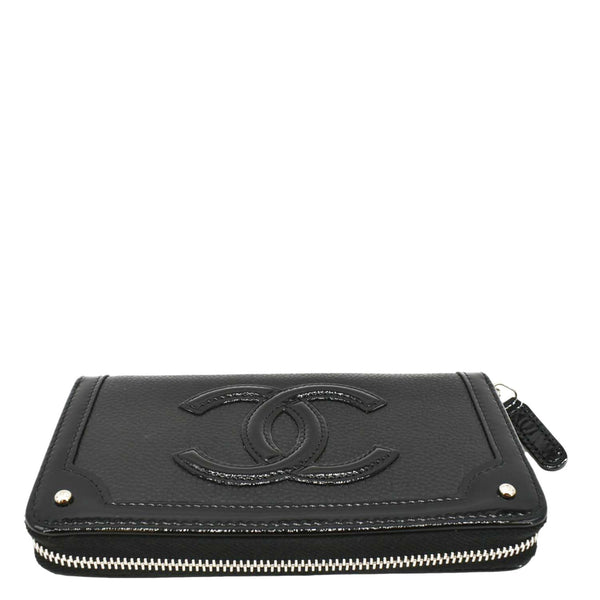 CHANEL CC Timeless Leather Zip Around Wallet Black