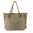 LOUIS VUITTON Neverfull MM Damier Azur Tote Shoulder Bag White