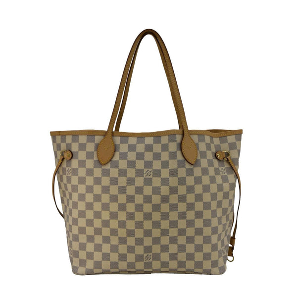 LOUIS VUITTON Neverfull MM Damier Azur Tote Shoulder Bag White