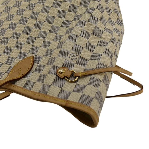 LOUIS VUITTON Neverfull MM Damier Azur Tote Shoulder Bag White