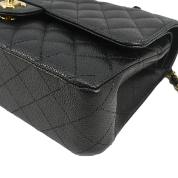 CHANEL Classic Double Flap Medium Quilted Leather Shoulder Bag Black