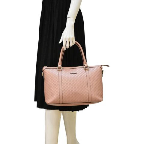 GUCCI Convertible GG Microguccissima Leather Satchel Bag Dusty Pink 449656